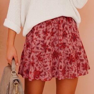 Anne Klein Burgundy Pink Silk Floral Skirt Size 6